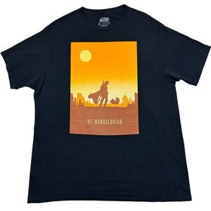 Star Wars The Mandalorian Men's XL Black Cotton Graphic Print Tee Desert